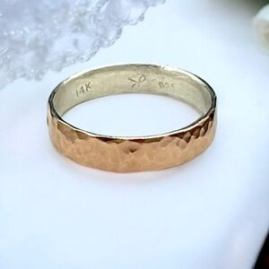 David Tishbi Hammered 14K Gold and 925 Sterling Ring. One of a kind!